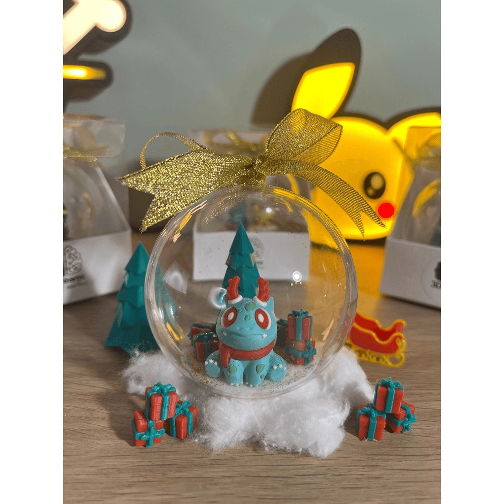 Pallina di Natale Pokémon – Bulbasaur (Fiocco Oro - Argento) - immagine 4