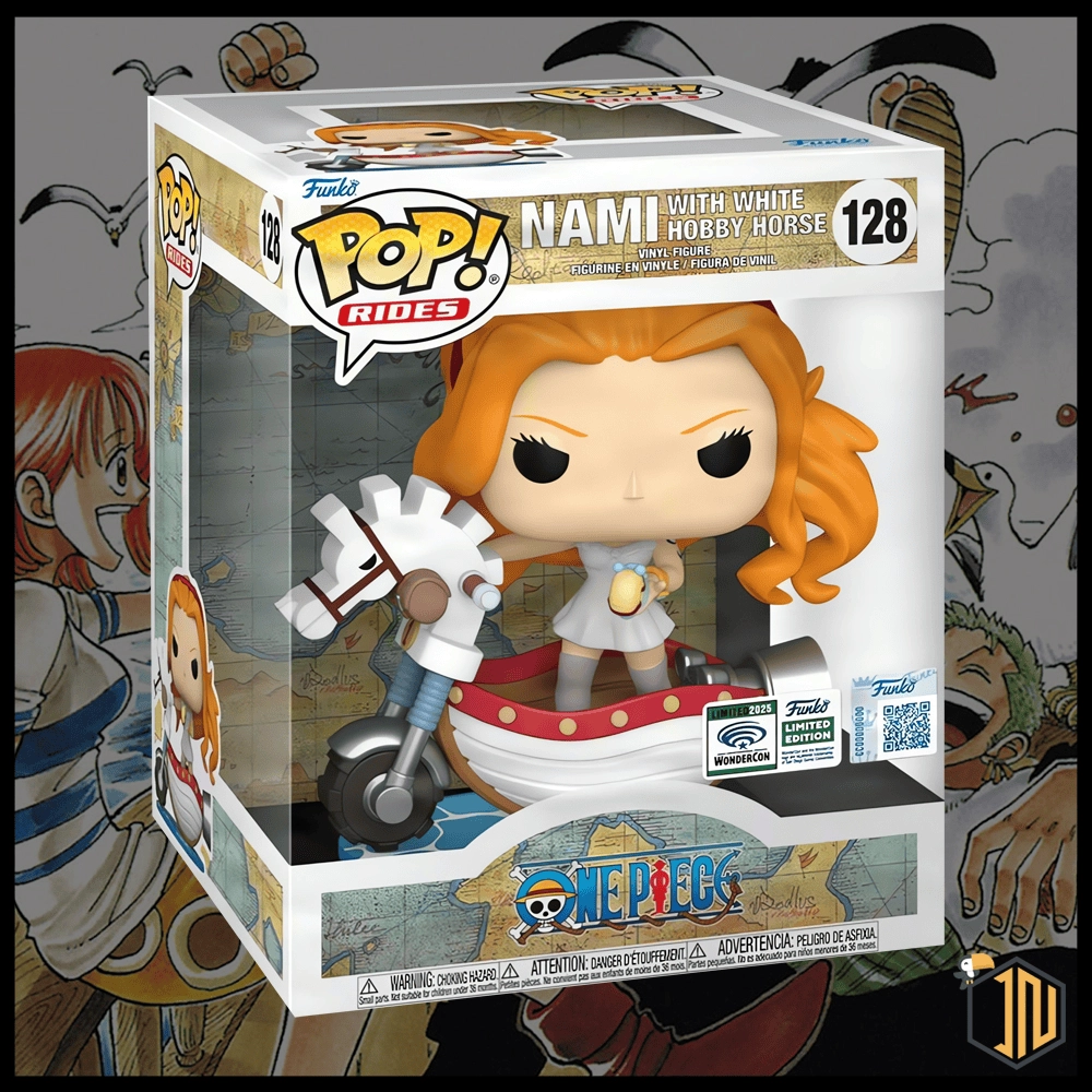 Arriva su ORDINAZIONE il FUNKO POP One Piece Funko POP! - Nami with white Hobby Horse #128 Wondrous Convention (Official Sticker). Lo trovi su shop.inerdini.it