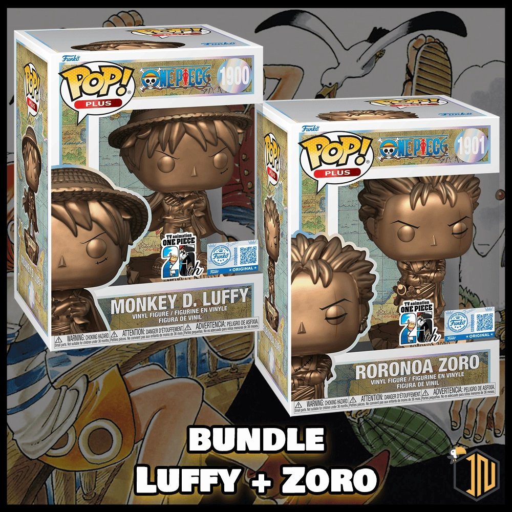 Arrivano due nuovi Funko Pop! dedicati a One Piece - Bundle Monkey D. Luffy Bronze #1900 + Roronoa Zoro Statue Bronze #1901 vi aspettano su shop.inerdini.it